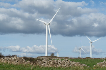 Wind farm to generate electricity with renewable energy wind turbines, production with clean and renewable energy.