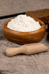 white wheat flour on the table