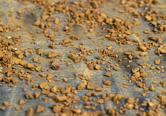 brown pieces of instant coffee for making a coffee drink