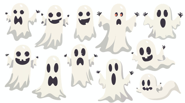 Ghost collection set flat vector isolated