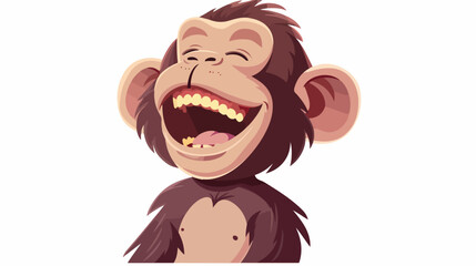 Monkey laughing flat vector isolated on