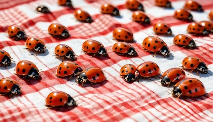 Ladybugs-Crawling-On-A-Picnic-Blanket-