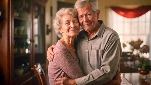 Senior couple with care concept, senior couple happy in home