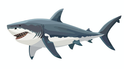 Shark isolated on white background flat