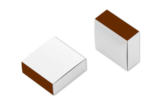 Empty Blank white matchbook mockup template isolated on white background. Box of matches mockup.Front and side view. 3d rendering.	