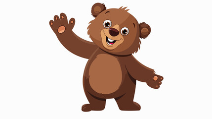 Baby brown bear waving hand flat vector