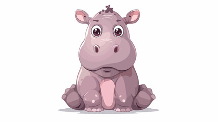 Baby hippo sitting flat vector isolated