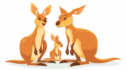 Kangaroos with baby Joey flat vector isolated
