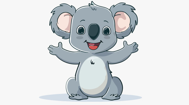 Koala presenting on white background flat