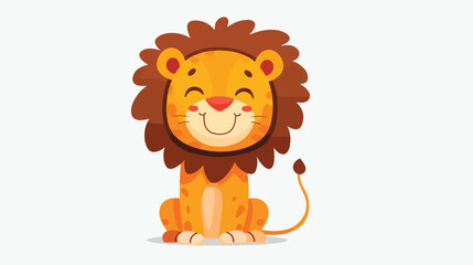 Obraz premium Cartoon happy lion on white background