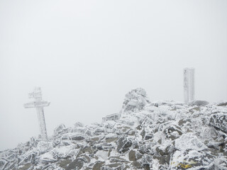 雪の不忘山 山頂 頂上