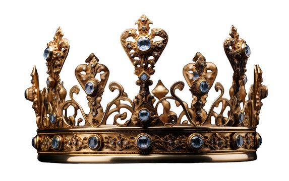 A golden crown adorned with shimmering blue stones, radiating with royal grace and elegance