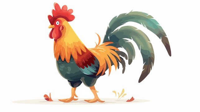 Rooster on white background flat vector