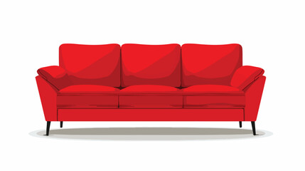 Red sofa isolated on white empty floor background