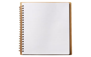 A spiral notebook sits with a blank page on top, ready for creativity to flow