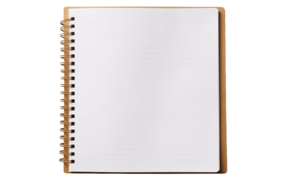 A spiral notebook sits with a blank page on top, ready for creativity to flow