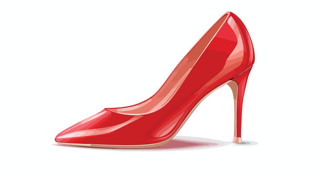Red stiletto shoe flat vector isolated on white background