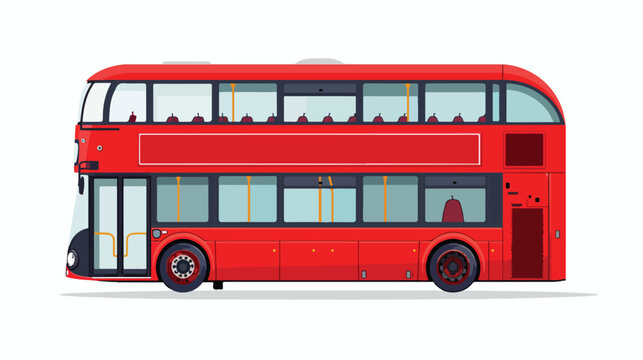 Red traditional double decker London bus flat vector