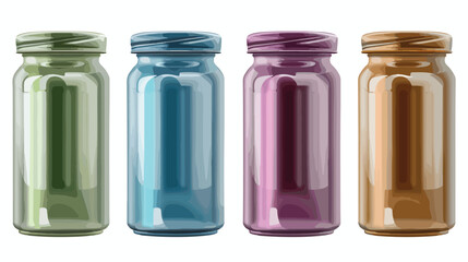 Rendering metallic jar container flat vector isolated