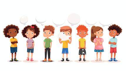 Kids thinking with white bubble flat vector isolated