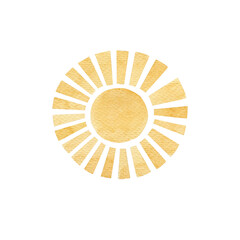 Sun watercolor illustration isolated on white background.