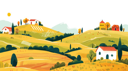 Rural Landscape. Countryside. flat vector isolated on