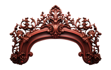 Close-up of a vibrant red mask on a stark white background