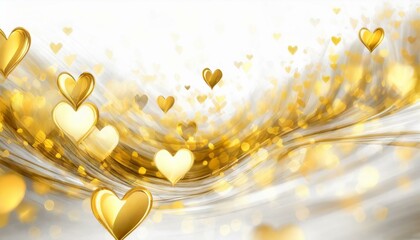 White and gold background with hearts - 774829794