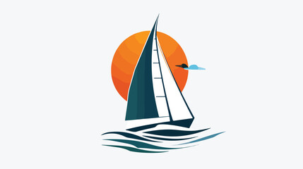 Sailing boat logo icon design template vector flat vector
