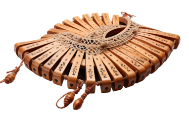 Ornate wooden fan decorated with a delicate tassel gracefully hanging