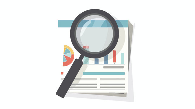 Search report icon flat vector. Business paper. File