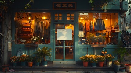 Golden Nostalgia: Vintage-Inspired Fashion Store Window