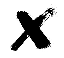 X Mark. Hand drawn grunge icon. Vector brush strokes. Abstract cross shape