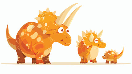 Mother triceratops with baby hatching flat vector 