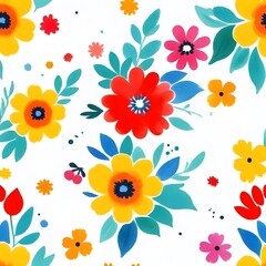 Fototapeta na wymiar Blooming bliss Floral fantasies Textile pattern