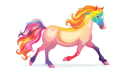 Rainbow horse isolated on white background flat