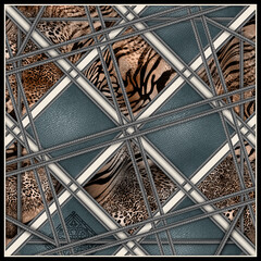 scarf pattern design with geometric stripes, motifs, zebra and leopard prints