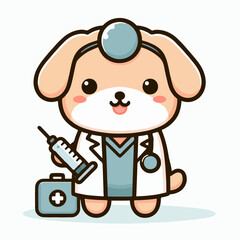 pet dog doctor cartoon in flat design style