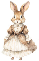 Obraz premium Charming Rabbit in an Old-fashioned Dress