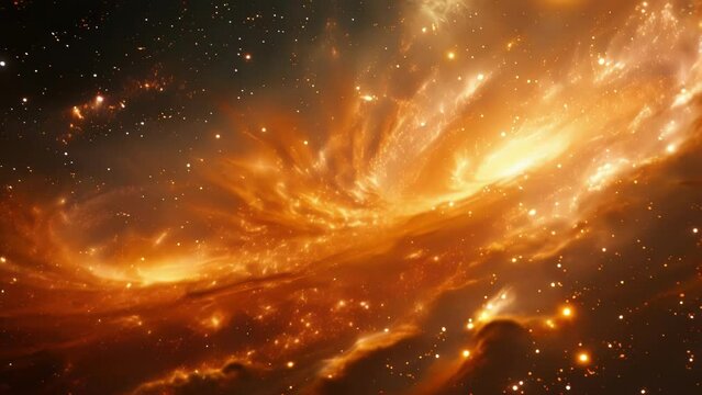 A flurry of stars planets and galaxies whirling in graceful chaos symbolizing the neverending dance between the tangible and intangible forces of the universe.