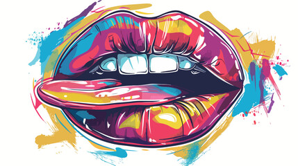 Vector hand drawn colorful illustration of mouth