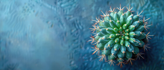 Naklejka na ściany i meble top view cactus plant with copy space 