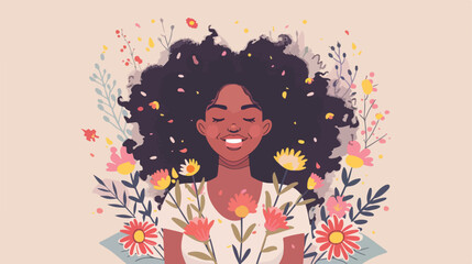 Vector illustration of a curly African American woman