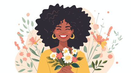 Vector illustration of a curly African American woman