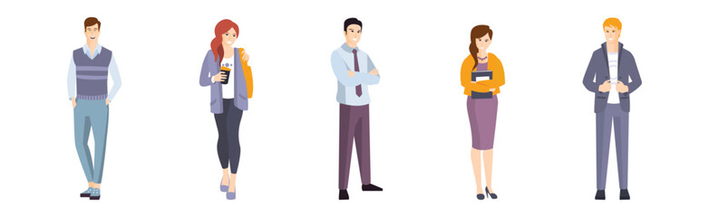 Business Man and Woman Character as Office Employee Vector Set