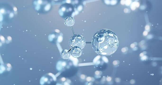 Ammonium chloride, rotating 3D model of sal ammoniac, seamless looped video, molecular structure with selective focus