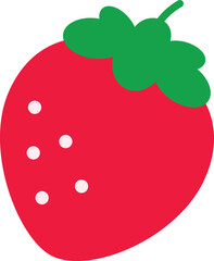 Illustration of a strawberry. Vector Illustration. Simple, flat, cute.