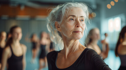 Mature ballet dancer during the classes - 774838961