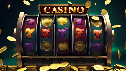 Casino slots machine winner jackpot fortune of luck 777 win banner vector
 - obrazy, fototapety, plakaty