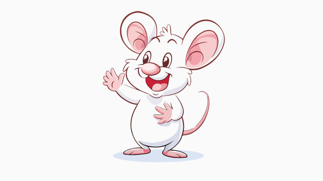 A white Mouse waving it hand flat vector isolated
